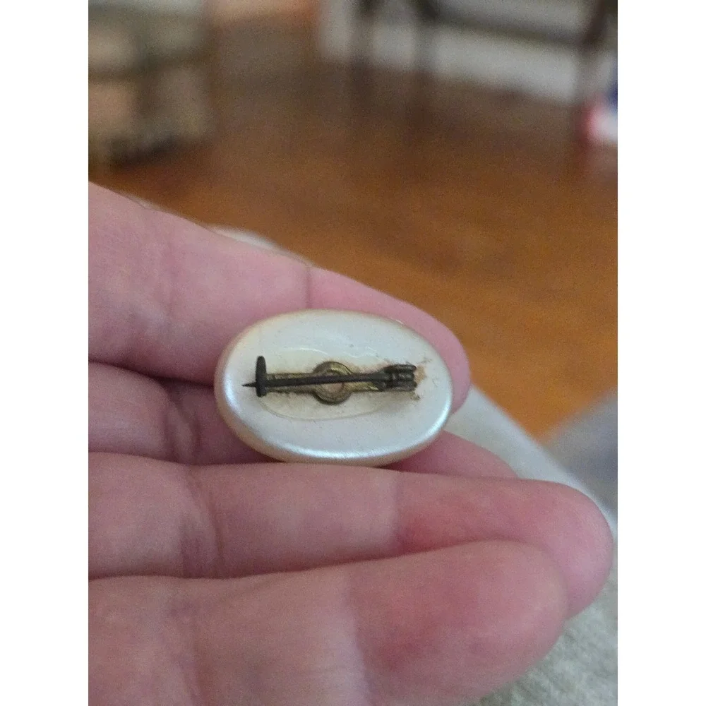 Antique Faux Pearl Oval Cabachon Brooch Rare
